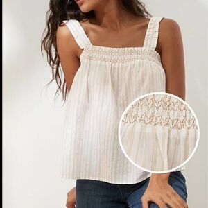 Banana Republic Striped Embroidered Smocked-Neck Tanks Bundle Size Small